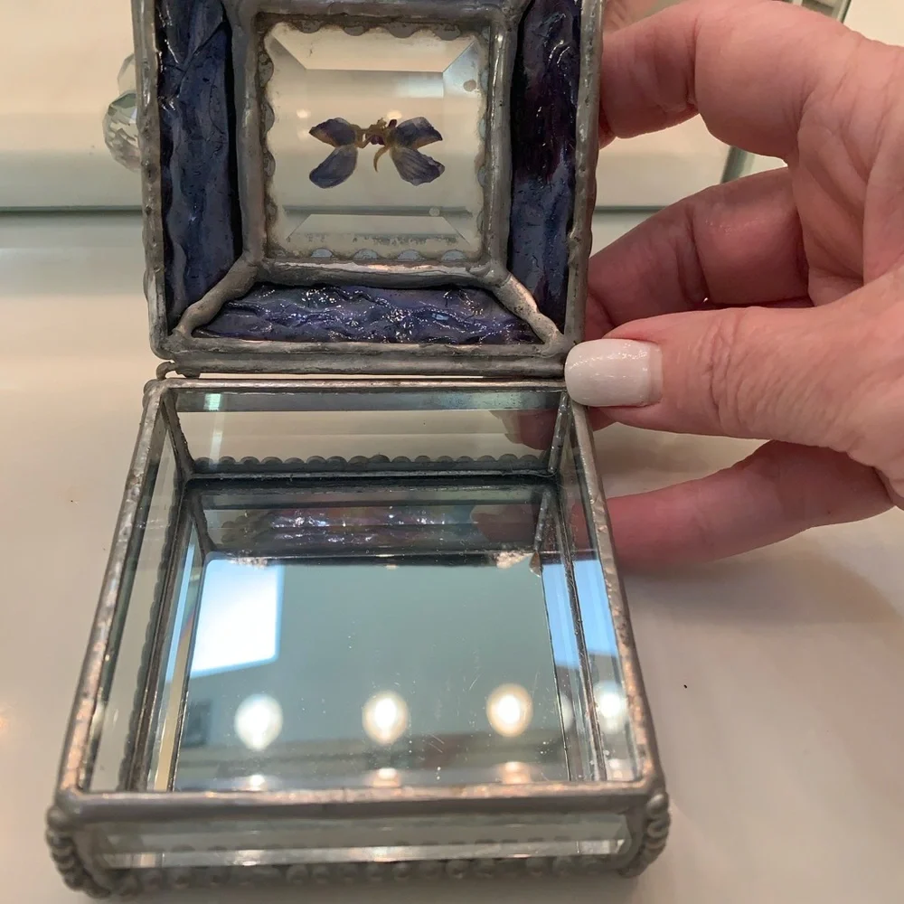 Handmade Iridescent Stained Glass Jewelry Box